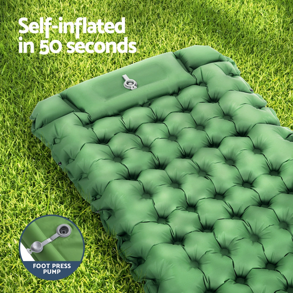  Single Self Inflating Mattress Camping Sleeping Mat Air Bed Pad Pillow
