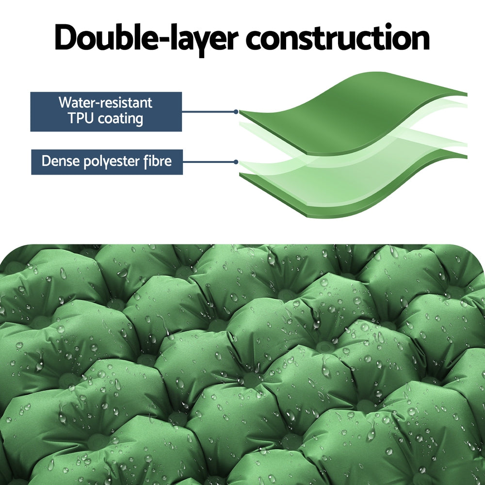  Single Self Inflating Mattress Camping Sleeping Mat Air Bed Pad Pillow