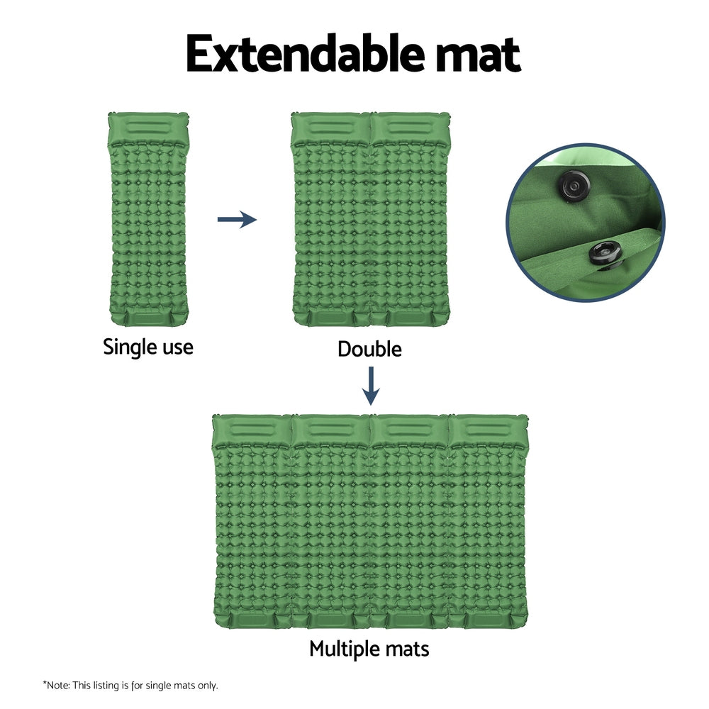  Single Self Inflating Mattress Camping Sleeping Mat Air Bed Pad Pillow