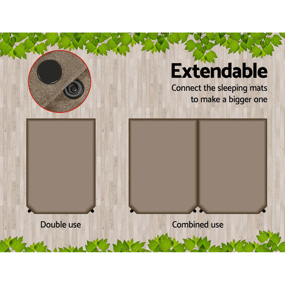  Double Self Inflating Mattress 10CM Camping Sleeping Mat Air Coffee