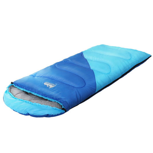 Single Sleeping Bag Kids 172cm Thermal Camping Hiking Blue