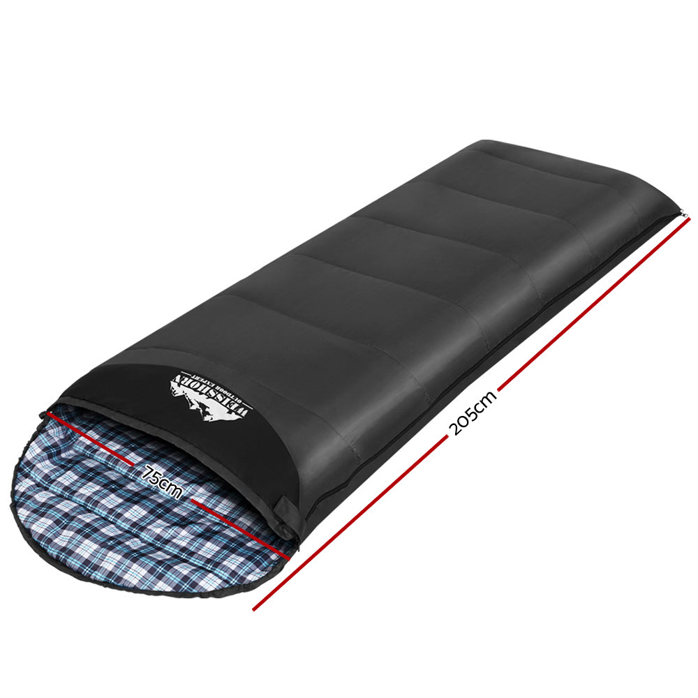 Sleeping Bag Single Thermal Camping Hiking Tent Grey 0 degree