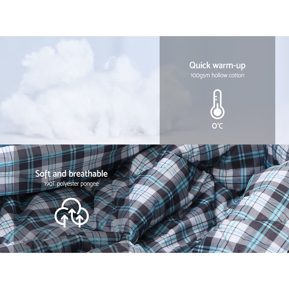 Weisshorn Sleeping Bag Single Thermal Camping Hiking Tent Grey 0 degree