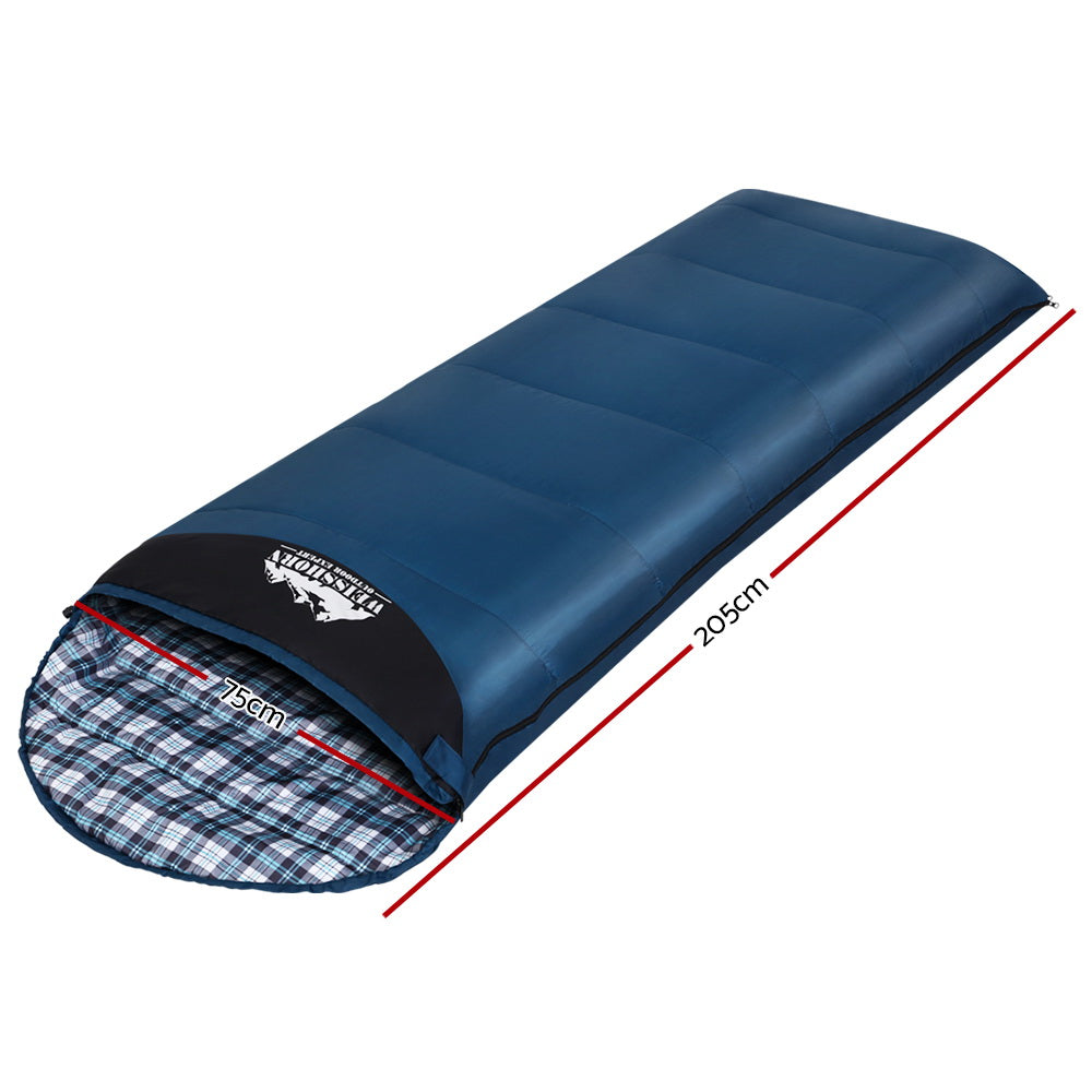 Weisshorn Sleeping Bag Single Thermal Camping Hiking Tent Blue 0 degree